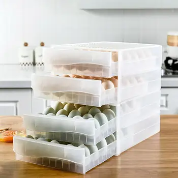 Domácnosť 60 Stožiare, Vajcia Box Chladnička Kuchyňa Dvojvrstvové Úložný Box Vajcia Držiteľ Starostlivosti-Zásuvky-typ Úložný Box