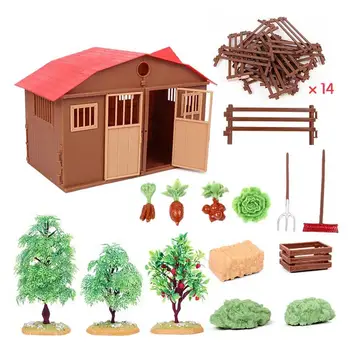 Domček pre bábiky Simulácie Farmy Ranč DIY Montáž Scény Model Krásne Vzdelávacie Deti Hračka Farmy Modely Domu Plot Príslušenstvo