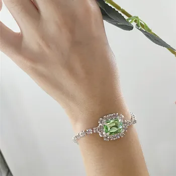 DOPLNKY, Módne Farebné Námestie Drahokamu Kúzlo Náramky Šperky pre Ženy, Luxusné Crystal Jednoduché Reťazí Náramok Svadobný Dar