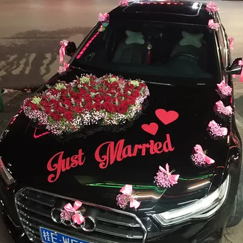 Doprava zadarmo 1set Hotový výrobok Romantickú atmosféru luk flower house party Zapojenie svadobné auto dekorácie