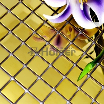 Doprava zadarmo, 25x25mm štvorcový tvar zlatý lesklý nerez kov mozaiky HME8028 stenu obkladačky