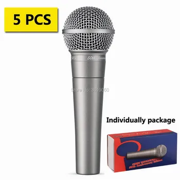 Doprava zadarmo, 5 ks celý predaj shuretype SM 58-50A káblové dynamické cardioid profesionálne vokálny mikrofón,karaoke mikrofón