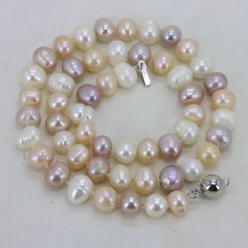 Doprava Zadarmo, 8-9 mm Prírodné Multi-Farebné akoya umelo pestované perly náhrdelník 18