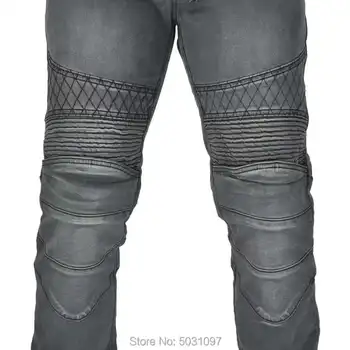 Doprava zadarmo Loong Biker motocykel koni nohavice módne motobiker ochranné slim džínsy rytier bežné lokomotíva nohavice šedej