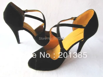Doprava zadarmo Veľkoobchod Ženy Čierny Semišový LATINSKÉ Tanečné Topánky Sála Tanečné Topánky Salsa Tanečné Topánky Tango Tanečné Topánky