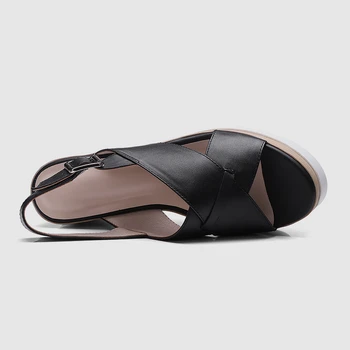 DORATASIA 2020 Nové Letné Ženy Hrubé Platformu Sandále Patent pravej Kože Dievča Módne Letné Topánky Žena Kliny Obuv