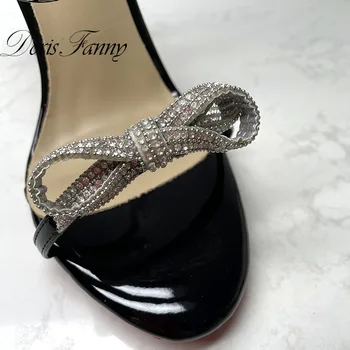 Doris Fanny Lete Klasické Crystal Sandále Sexy Žena Sandále Červené Svadobné Topánky Stiletto Ženy Topánky, Vysoké Podpätky Sandále