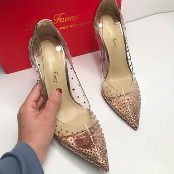 Doris Fanny sexy stiletto rose gold podpätky čerpadlá dámske topánky veľkosť červenej spodnej vysoké podpätky svadobné topánky strany