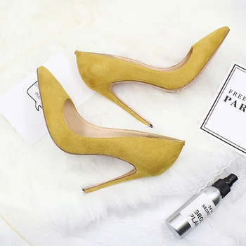 DorisFanny 2018 fialová žltá topánky ženy vysoké podpätky semiš stiletto sexy podpätky čerpadlá