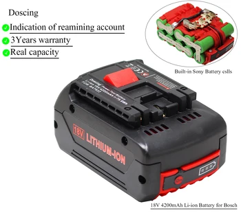 Doscing 18V 4200mAh Nabíjateľná Batéria pre Bosch Akumulátorové Náradie Batérie BAT609 BAT610G BAT618 BAT620 BAT622 GSR18V-LI