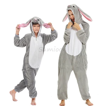 Dospelých Zvierat Jednorožec Pyžamo Zimné Sleepwear Kigurumi Vlk Panda Králik Pyžamá Ženy Onesies Anime Kostýmy Deti Jumpsuit