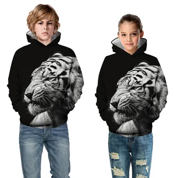 Dospievajúci Chlapci Dievčatá Mikiny Animal Galaxy Lev, Tiger Tlač Deti Mikina S Kapucňou Rodiny Zodpovedajúce Oblečenie Deti Pulóver Oblečenie