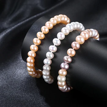 DOTEFFIL Skutočné Prírodné Sladkovodné Perly Náramky, Prívesky Pre Ženy 7-8MM Pearl 925 Silver Pearl-spony, Svadobné Šperky Darček