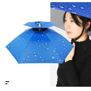 Double-layer rainproof rybolovu dáždnik klobúk hlava-montáž dáždnik opaľovací krém čaj trhanie hlavou dáždnik klobúk vonkajšie tieni rybolov