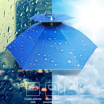 Double-layer rainproof rybolovu dáždnik klobúk hlava-montáž dáždnik opaľovací krém čaj trhanie hlavou dáždnik klobúk vonkajšie tieni rybolov