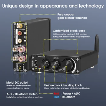 Douk audio Mini Bluetooth 5.0 TPA3116 Digitálny Zosilňovač HiFi 2.0 Kanál Triedy D, Audio Zosilňovač APTX-HD 100 W+100 W