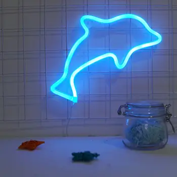 Dovolenka Deti Priateľ Tvorivé Neónové Svetlá žiarovka LED delfíny farebnú Dúhu Možnosť Izba Spánku Star Dekor Náladu Nočné Svetlo