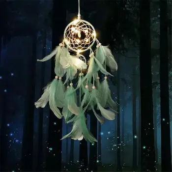 Dream Catcher LED Osvetlenie Pierko Dreamcatcher Dievča Izba Bell Spálňa Romantický Závesné Dekorácie
