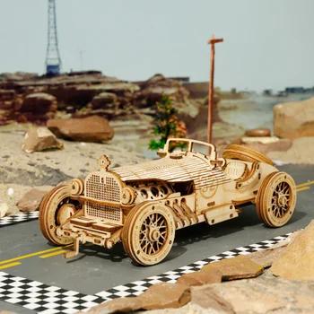 Drevené 3D Puzzle Vlak Model DIY Drevený Vlak Hračky Mechanické vlak model auta GQ