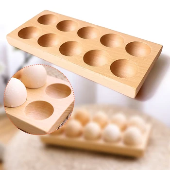 Drevené Dvojité Riadok Vajcia Úložný Box Domov Organizátor Stojan Na Vajcia Držiteľ Kuchyňa Decor Príslušenstvo