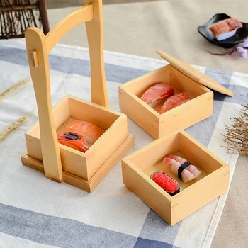 Drevené Jednoduché Prenosné Sushi Box Japonský Bento Boxy Domácnosti Multi-layer šetrné k Životnému Prostrediu Lunch Box