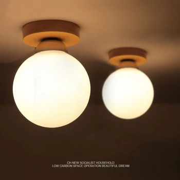 Drevené LED Stropné Svietidlo Oblasti Matný Odtieň Dreva Top Base Ball Stropné Svetlo v Noci Domov Svietidlá Lampy na chodbe