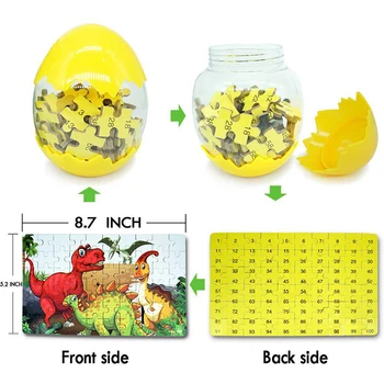 Drevené Puzzle Dinosaury Puzzle Vajcia 60Pcs Puzzle, Skladačka pre Deti Rada Vzdelávacie Hračky Montessori Puzzle Chlapci Dievčatá Vianočný Darček