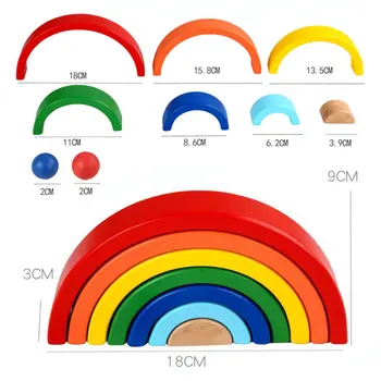 Drevené Rainbow Vzdelávacie Hračka Stavebné Prvky Montessori Vzdelávania V Ranom Veku Dúhový Jengle Klenuté Stavebným Vzdelávacie Hračka