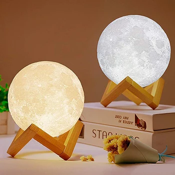 Dropship 3D Tlač Mesiac Svietidlo Nabíjateľné Nočné Svetlo 16 Farebné Vymeniteľné Dotykový Senzor Diaľkového Lampa Kreatívny Darček Vianočný Dekor