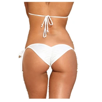 Drzé Brazílske Bikini Bottom s Ruched Späť/ Scrunch zadok Micro bikini dná Remeň-Lined-Ruched - Vysoko Kvalitné Plavky