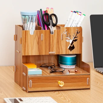 Držiak na pero Nordic iny úložný box tvorivosti office,písací stôl papiernictvo box drevené veľkú kapacitu stojan drevený box knihy