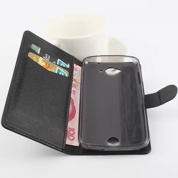 Držiak Pre Acer Liquid Z530 Držiteľ Litchi Zrna Kožené puzdro Acer Liquid Z530 Luxusný Telefón Tašku s peňaženkou Stojan Card
