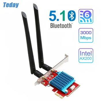 Dual band 3000Mbps Wifi 6 PCIe Adaptér Bezdrôtovej siete Pre PC Intel AX200 Wi-Fi Anténa Karty 2.4 G/5G 802.11 ac/ax Bluetooth 5.1 MU-MIMO