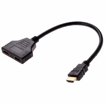 Dual HDMI samec na HDMI žena adaptér, kábel 30 cm (black)