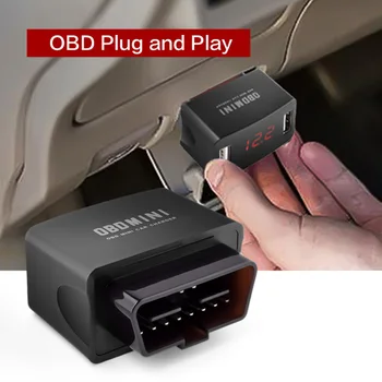 Dual USB OBD Nabíjačka do Auta Jedinečný Časti Prenosný Napájací Adaptér s LED Displejom Auto Ozdoby pre Nabíjačku Mobilného Telefónu
