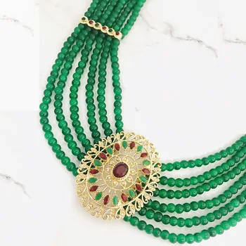 Dubaj Strane-korálkové nastaviť módne náušnice, Náramok, Náhrdelník reťazca Crystal Strane-korálkové Multi-vrstvený náhrdelník Marocký Alžírskej st