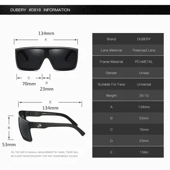 DUBERY Polarizované slnečné Okuliare pre Mužov, Ženy, Nové Módne Námestie Retro Slnečné Okuliare športovú Jazdu Retro Zrkadlo Luxusné Značky UV400