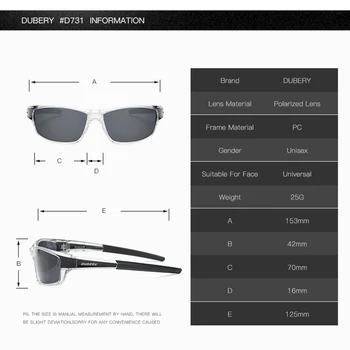DUBERY slnečné Okuliare Mužov Polarizované Jazdy Športové Slnečné Okuliare Pre Mužov, Ženy Námestie Luxusné Značky Dizajnér Zips Box 620