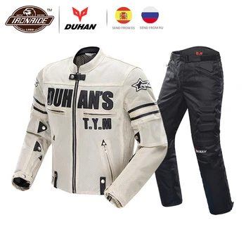 DUHAN Motocykel Bunda Motocross Vyhovuje Bunda a Nohavice Moto Bunda Ochranný Výstroj Brnenie Mužov Motocyklové Oblečenie