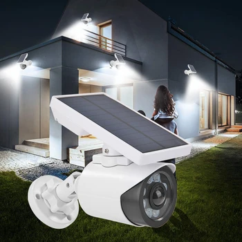 Dummy Falošné Kamery Slnečné Svetlo 8 LED Snímača Pohybu Vodotesný 3 Režimy Outdoor Záhrada Bezpečnostné Lampy
