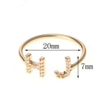 Duoying Dvojité Písmeno Krúžok Plný Zirconia Micro Pave Prstene pre Ženy CZ Luxusné Krúžok pre Ženy Bling Šperky Otvoriť Krúžok