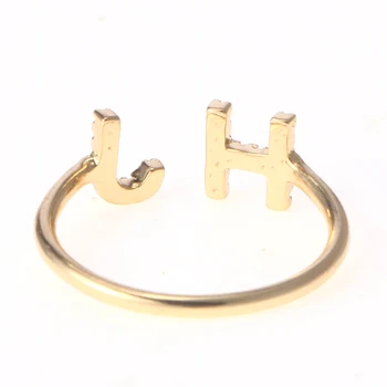 Duoying Dvojité Písmeno Krúžok Plný Zirconia Micro Pave Prstene pre Ženy CZ Luxusné Krúžok pre Ženy Bling Šperky Otvoriť Krúžok
