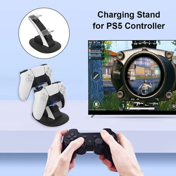 Duálny Herný ovládač Nabíjací Stojan pre Sony PS5 Ovládač Gamepad Desktop Nabíjačka Dock Napájanie Kolísky Stanice