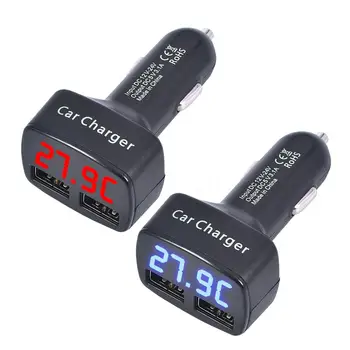 Duálny USB Nabíjačka do Auta DC 5V 3.1 Univerzálny S Napätie/teplota/Current Meter Tester Adaptér Digitálny LED Displej