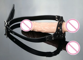 Dvojité dildo úst kolík loptu erotické, sexuálne hračky pre páry fetish sex otroctva popruh na hračky