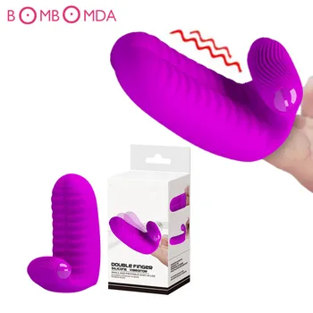 Dvojité Prst Rukáv Upozorňuje Prieniku Strapon Vibrátor Intímne Sex Produkt Klitorálny Stimulátor Hry pre Dospelých, pre Páry Nové