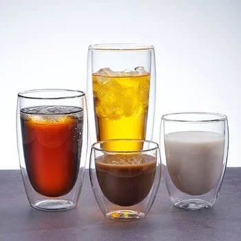 Dvojité steny sklo pohár žiaruvzdorné sklo šálku kávy Whisky Sklo čaj pohár piva hrnček 80ml kapacita sklo pohár výstrel drinkware