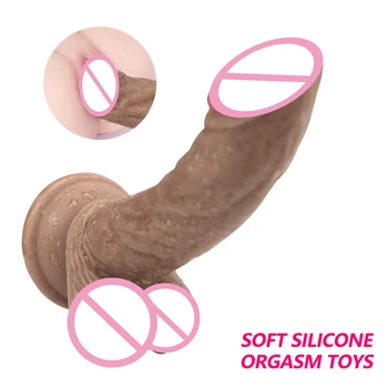 Dvojvrstvové Silikónové Realistický Penis Pokožke Pocit Veľké Dildo S Prísavkou Dildo Sexuálne Hračky Pre Ženy, Realistický Penis Dospelých, Hračky