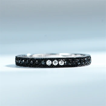 DY 925 Sterling Silver Krúžky pre Ženy Black Spinelovou Snubné Prstene Večnosti Kapela Striebro 925 Šperky Jemné Šperky Strany Darček