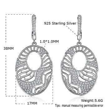 DY 925 Sterling Silver Náušnice Jasné, CZ Visieť Drop Kúzlo Fantázie Individuality Duté Tvorivé Náušnice Pre Ženy Módne Šperky